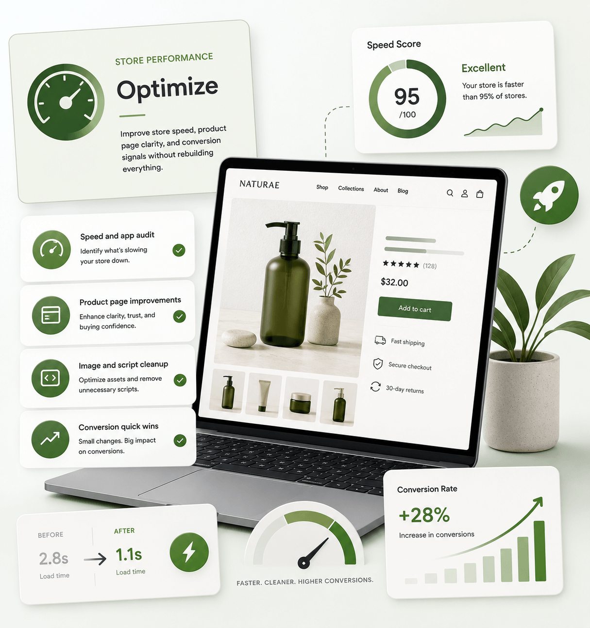 Shopify performance optimization mockup preview